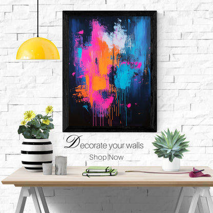 Bold and vivid neon abstract design for wall art