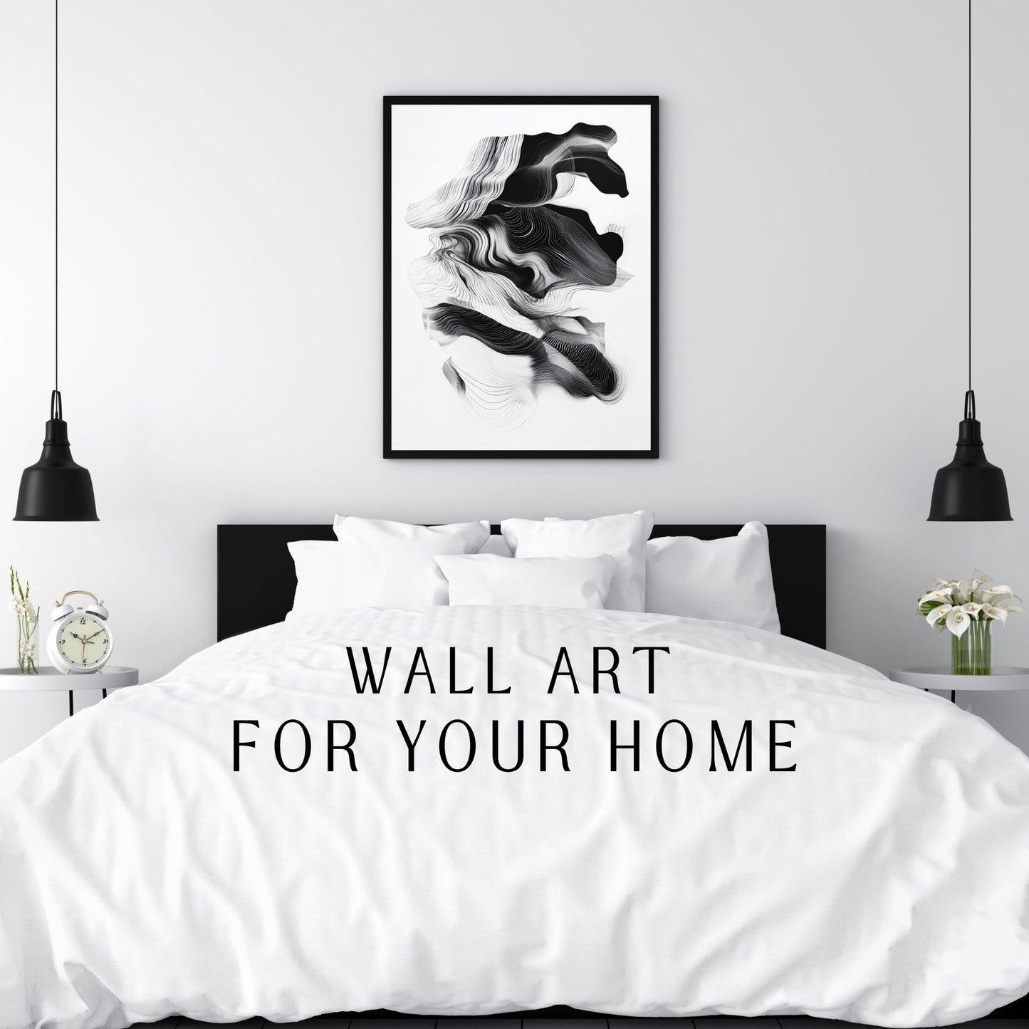 Minimalist abstract artwork in monochrome tones for home decor