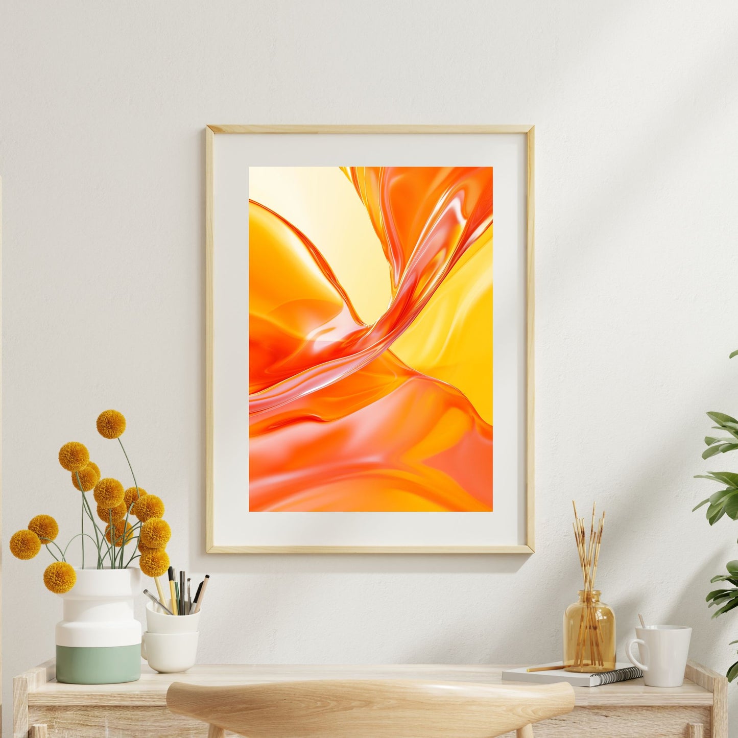 Amber and gold tones creating a modern wall painting