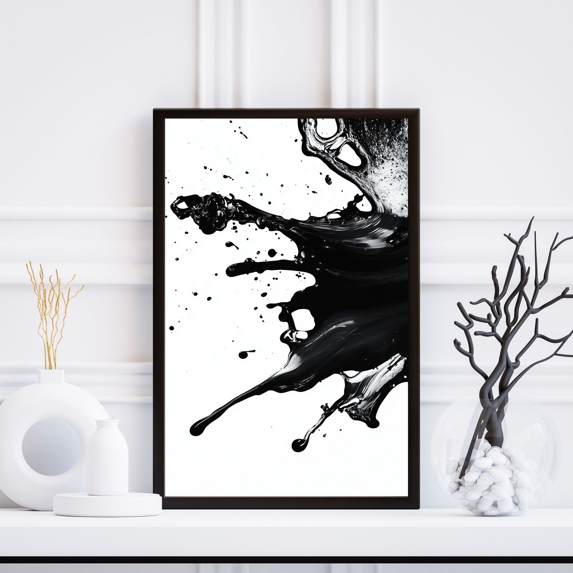 The Art of Contrast: Black Ink Splash in Stunning Abstract Form