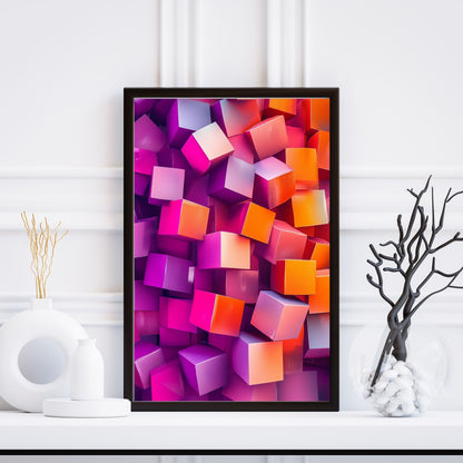 Modern geometric cubes bursting with vibrant colors