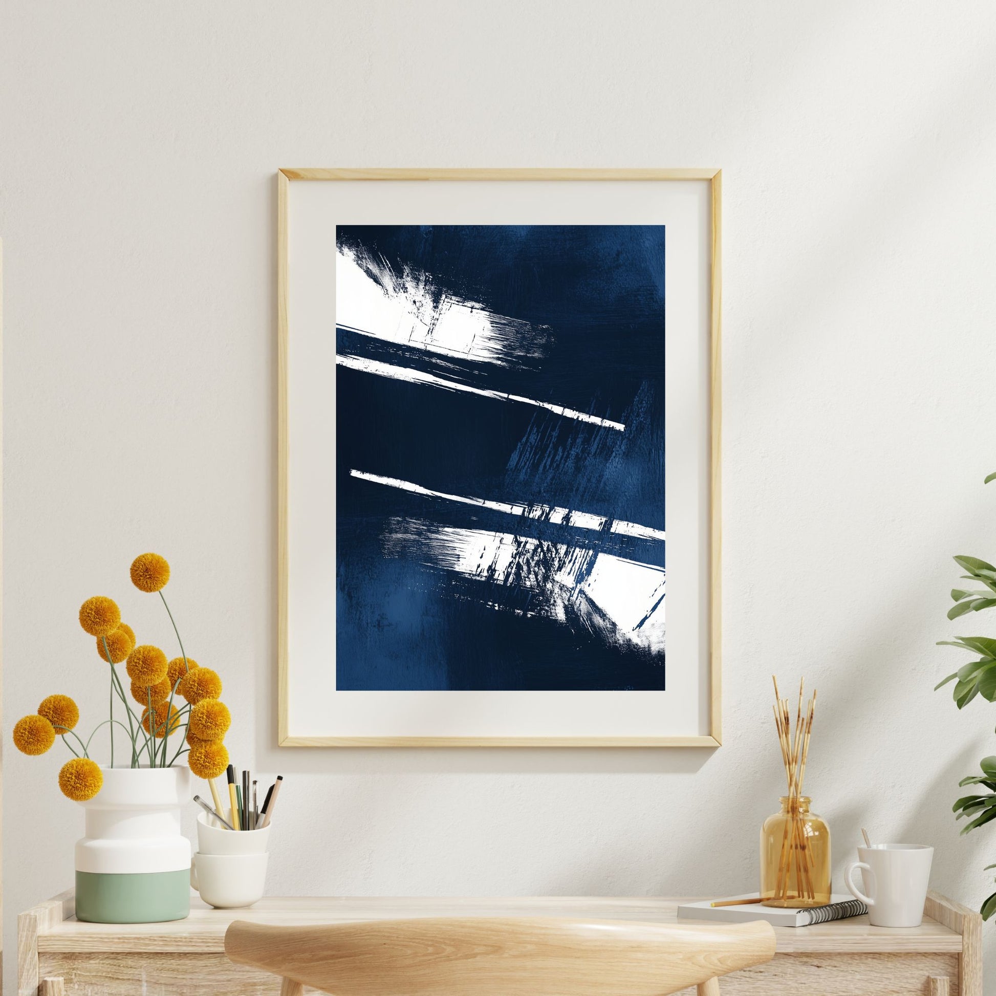 Midnight blue canvas painting for modern home decor