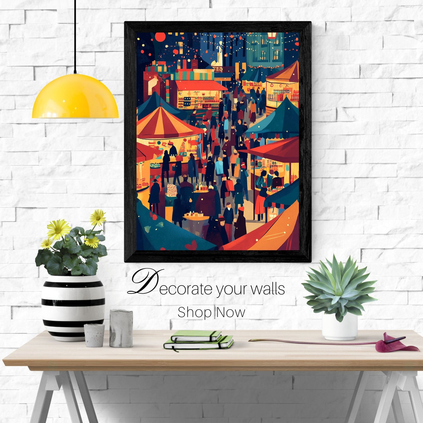 home_decor - Christmas Market Scene - DigiCraft-Studio - wall_art