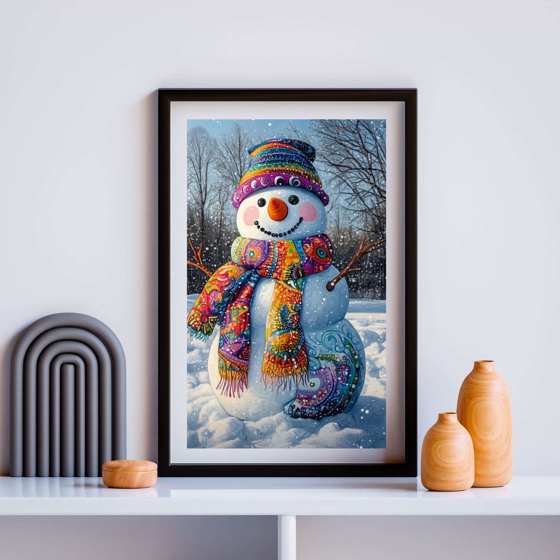 home_decor - Colorful Snowman - DigiCraft-Studio - wall_art