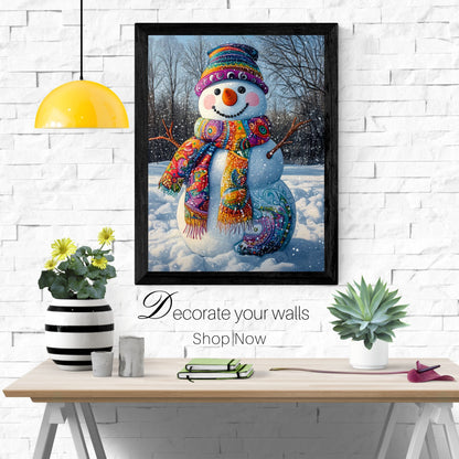 home_decor - Colorful Snowman - DigiCraft-Studio - wall_art