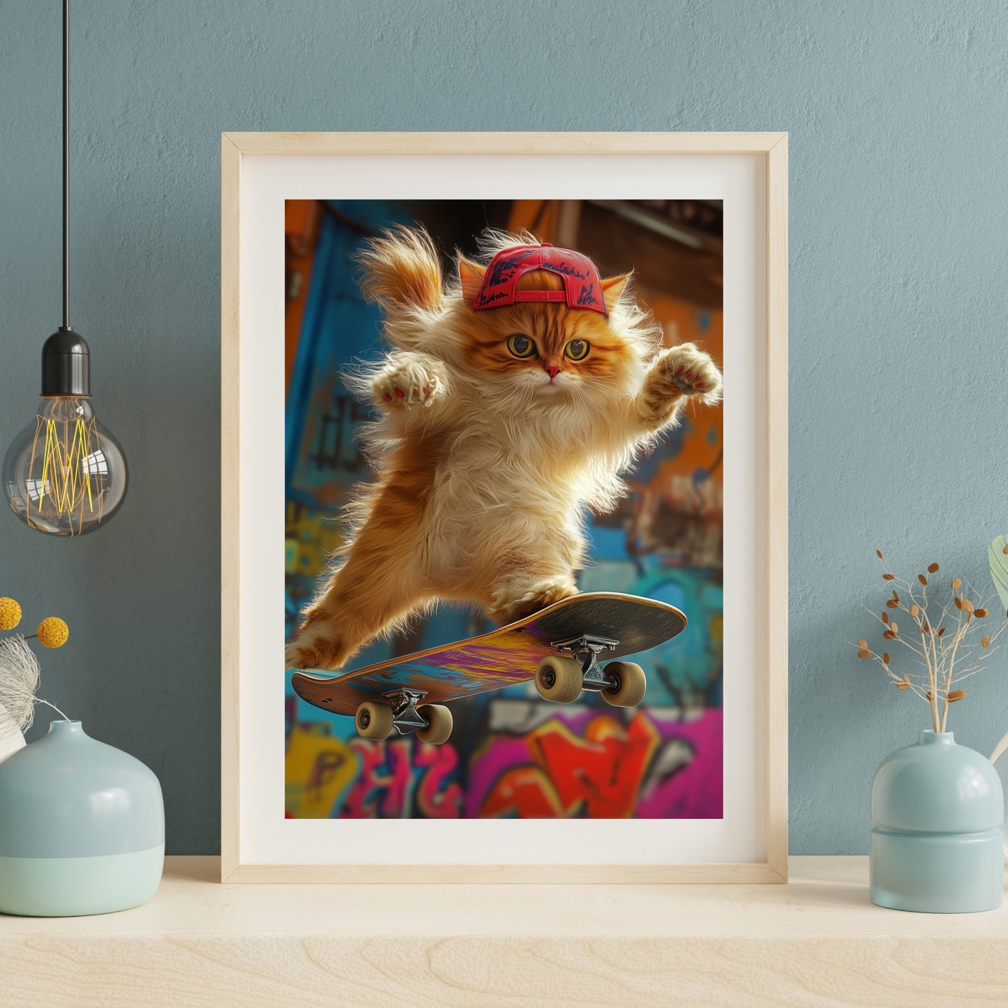 cats pics-Coolest Cat on the Halfpipe-DigiCraft-Studio-wall art cats