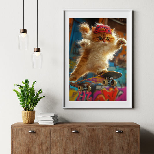 cats pics-Coolest Cat on the Halfpipe-DigiCraft-Studio-wall art cats