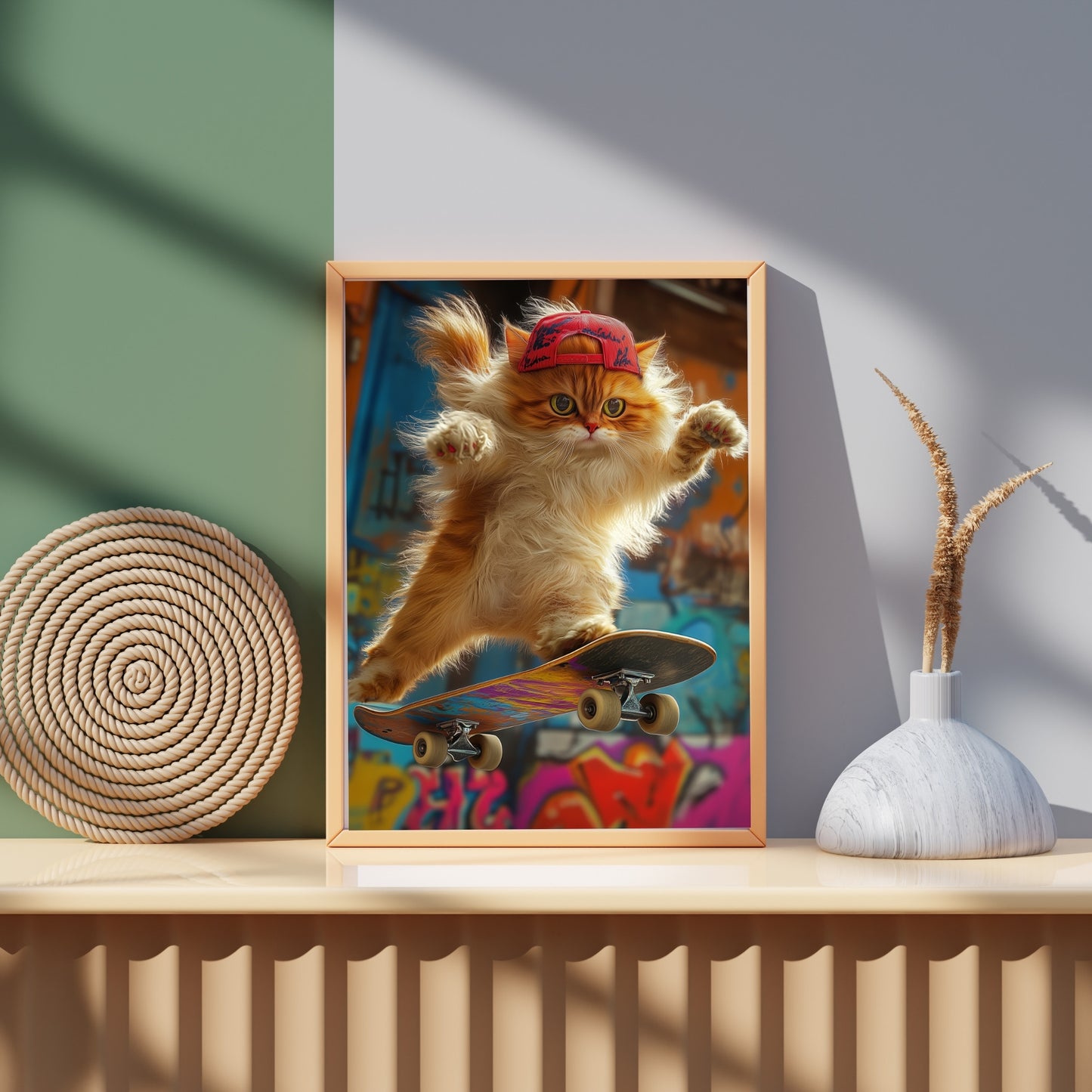 cats pics-Coolest Cat on the Halfpipe-DigiCraft-Studio-wall art cats