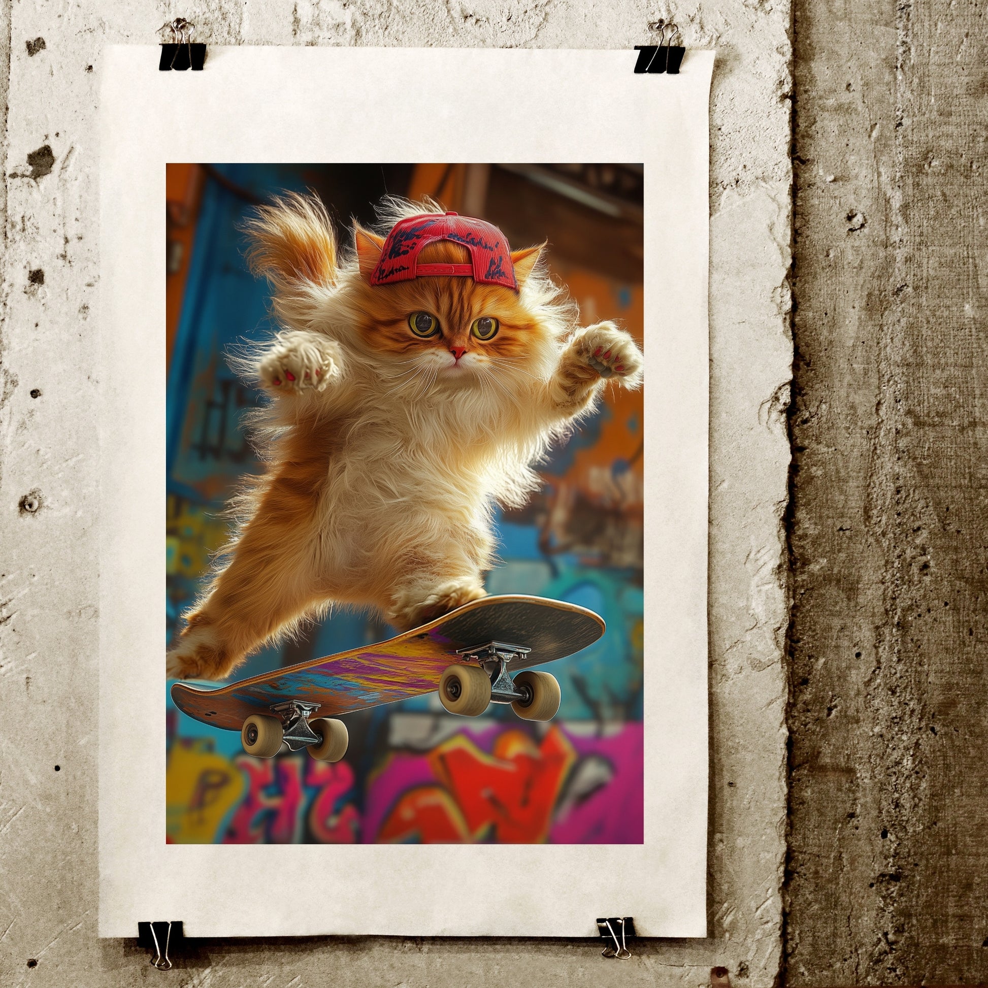 cats pics-Coolest Cat on the Halfpipe-DigiCraft-Studio-wall art cats