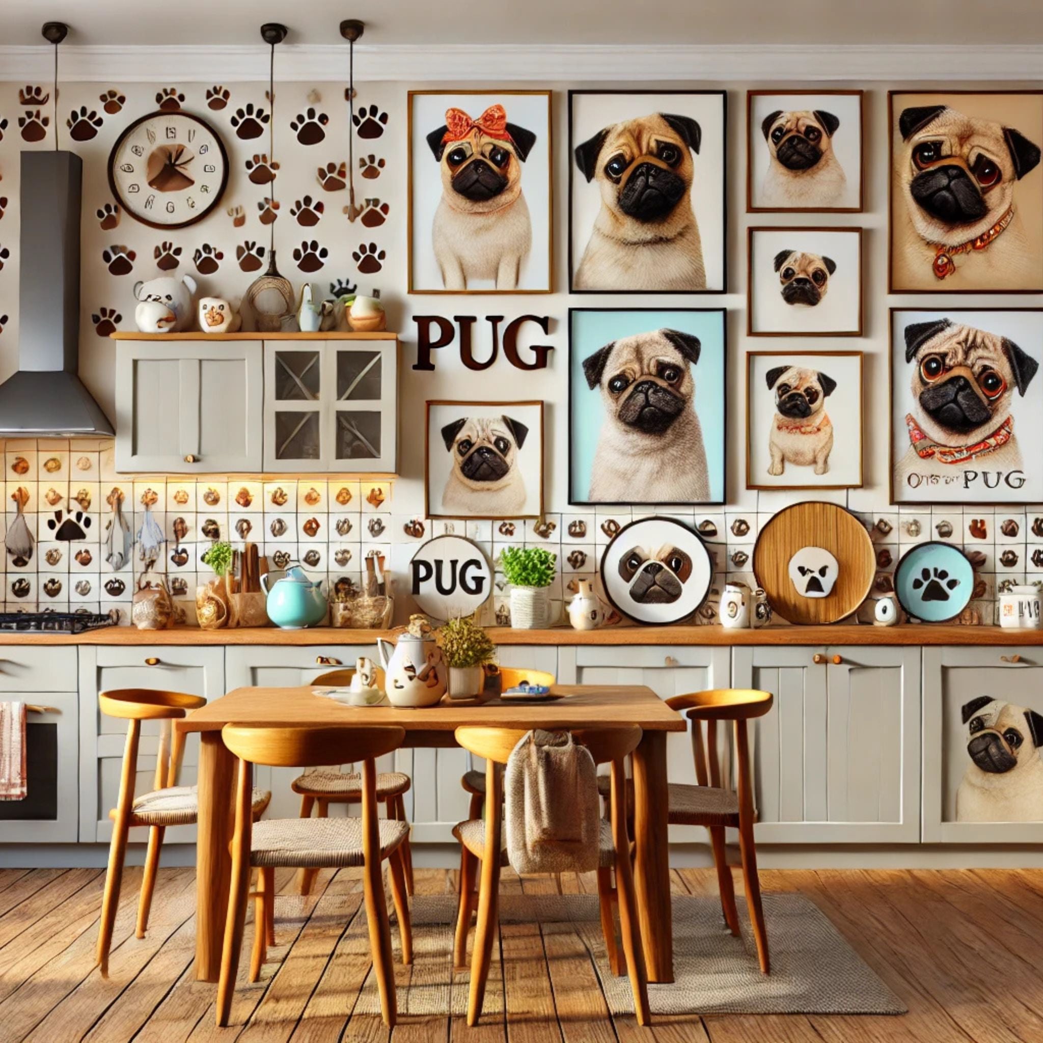 Custom pug art wall poster featuring a unique and adorable pug design