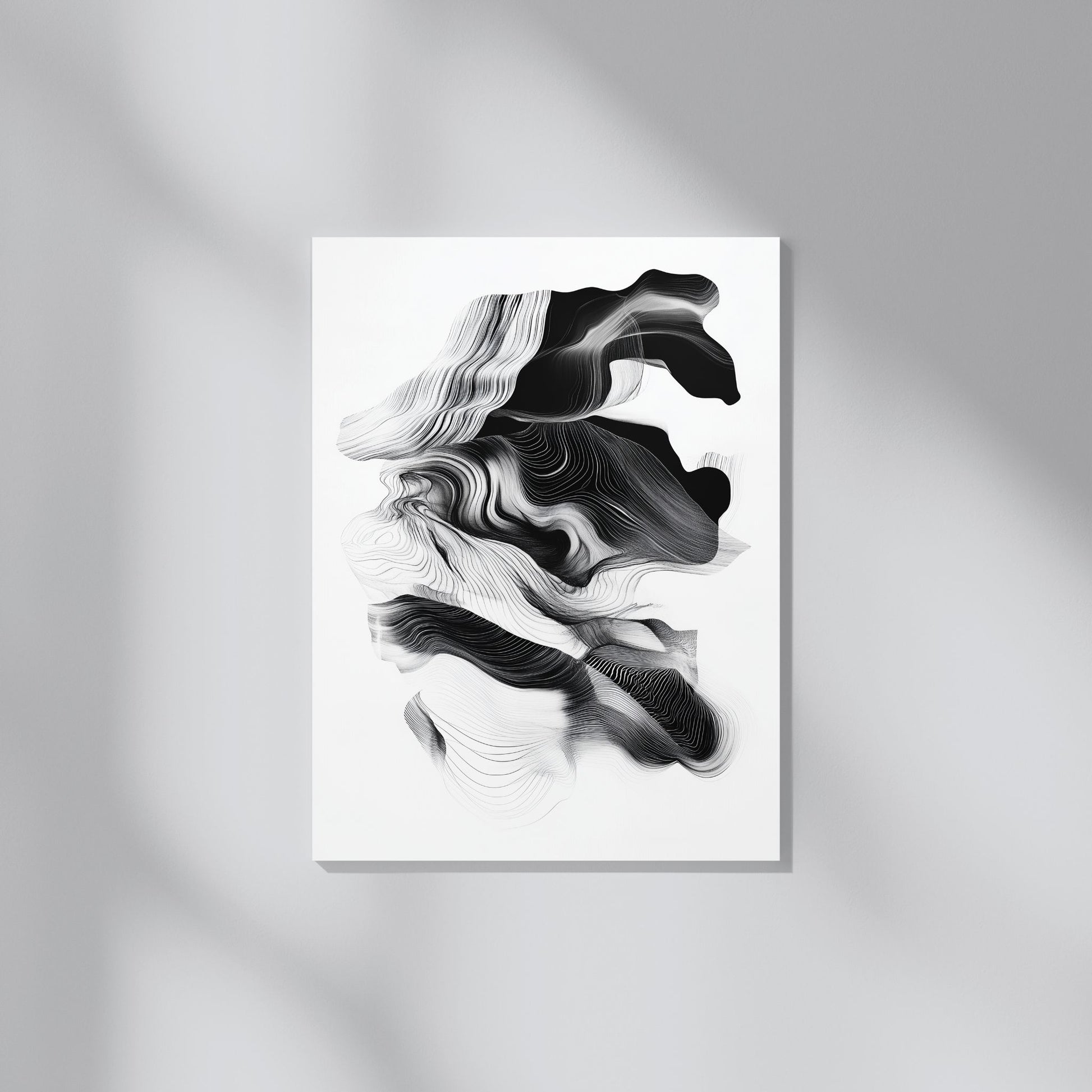 Modern black and white abstract art print for wall decor