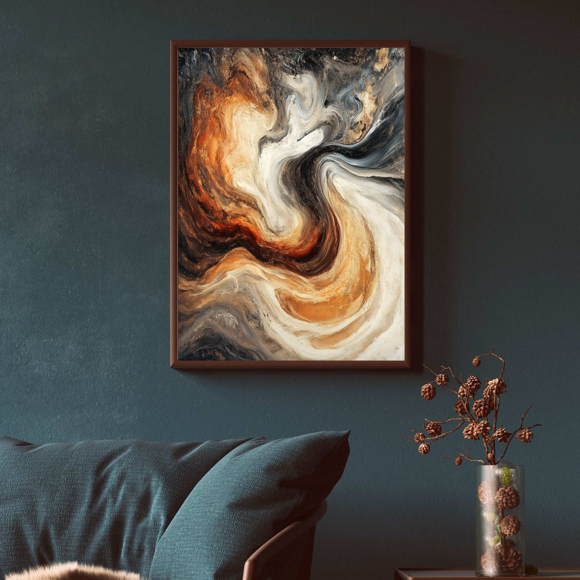 Rustic and warm abstract painting for modern home decor