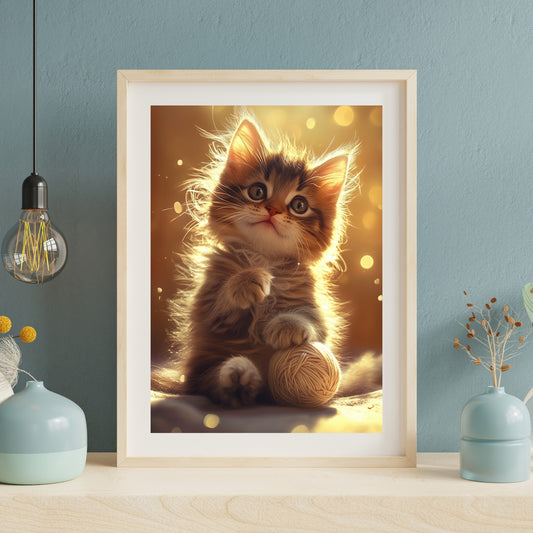 cats pics-golden glow and feline play-DigiCraft-Studio-wall art cats