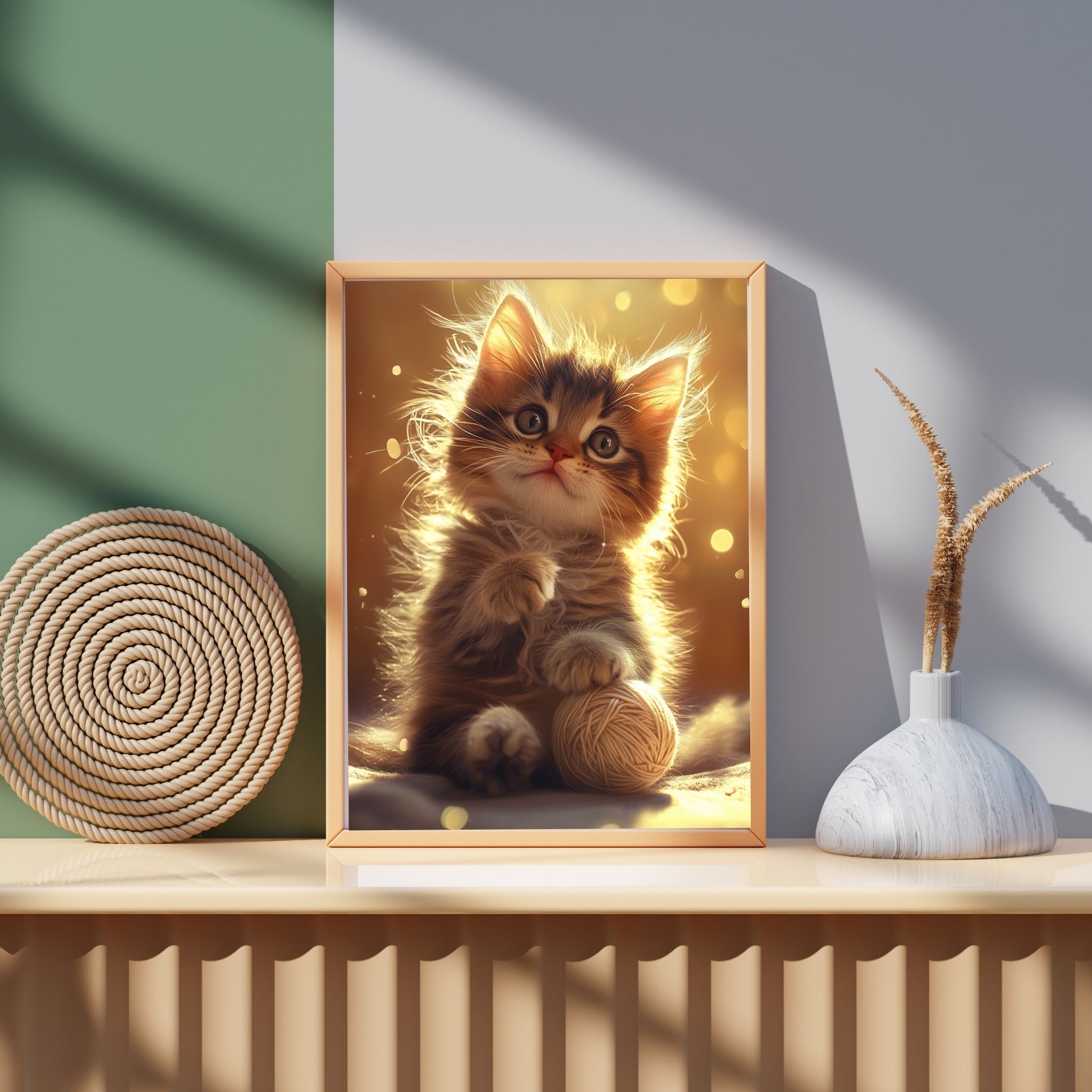 cats pics-golden glow and feline play-DigiCraft-Studio-wall art cats