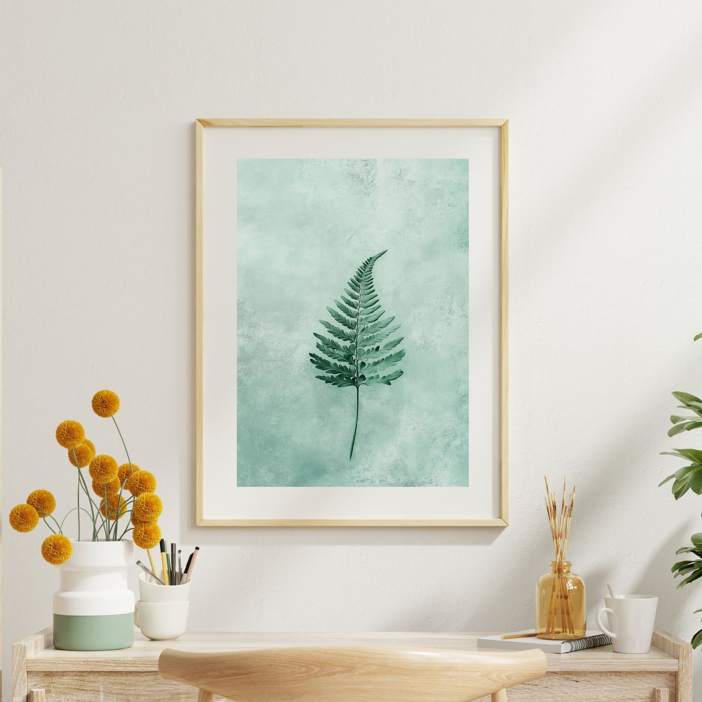 Digital fern print for minimalist and botanical-inspired spaces