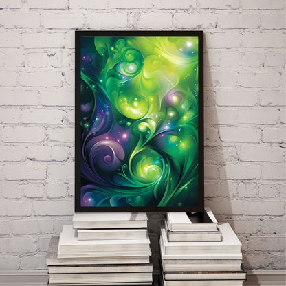 Dreamy swirls of green and purple in modern art