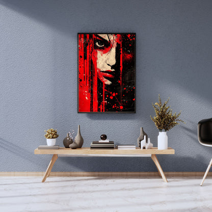 Intense red and black wall painting for modern home decor