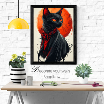 home_decor - Majestic Black Cat - DigiCraft-Studio - wall_art