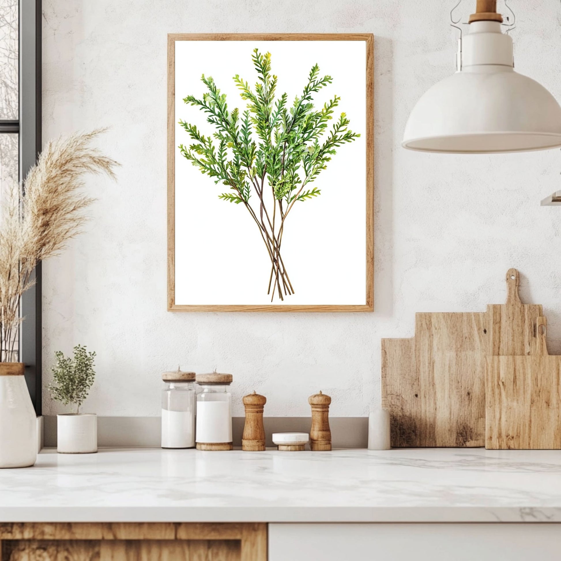 Mimosa digital print showcasing vibrant foliage and delicate flowers, adding warmth and freshness to any room