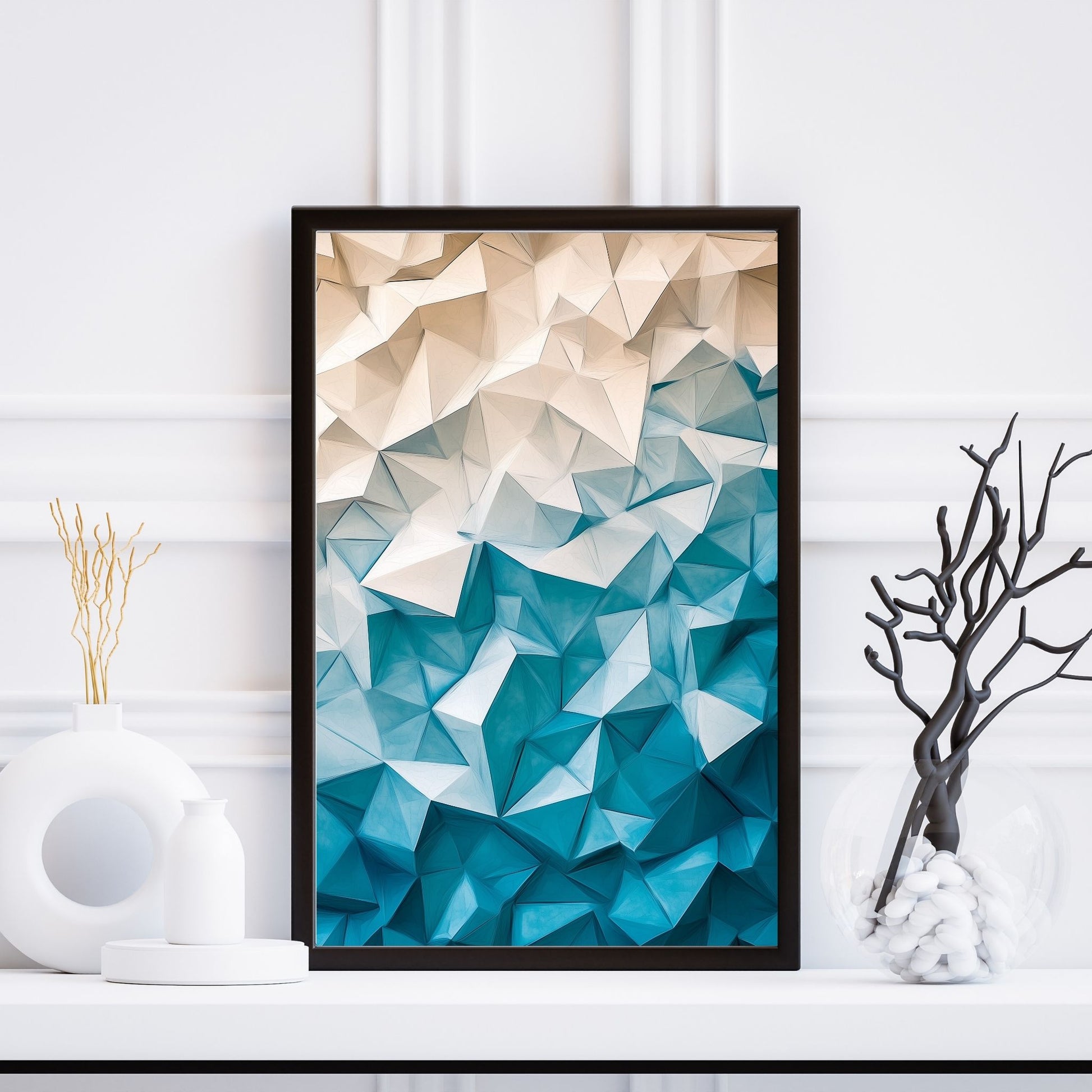 Modern geometric wall decor with a calming aesthetic