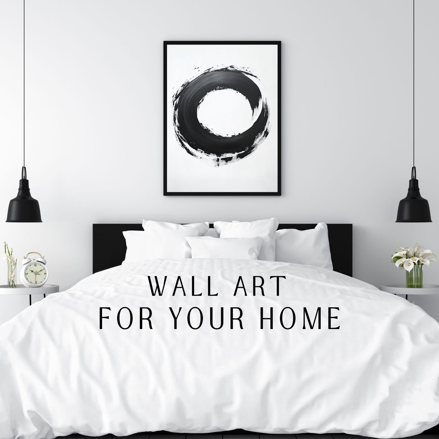 Modern circular design in black and white for home decor