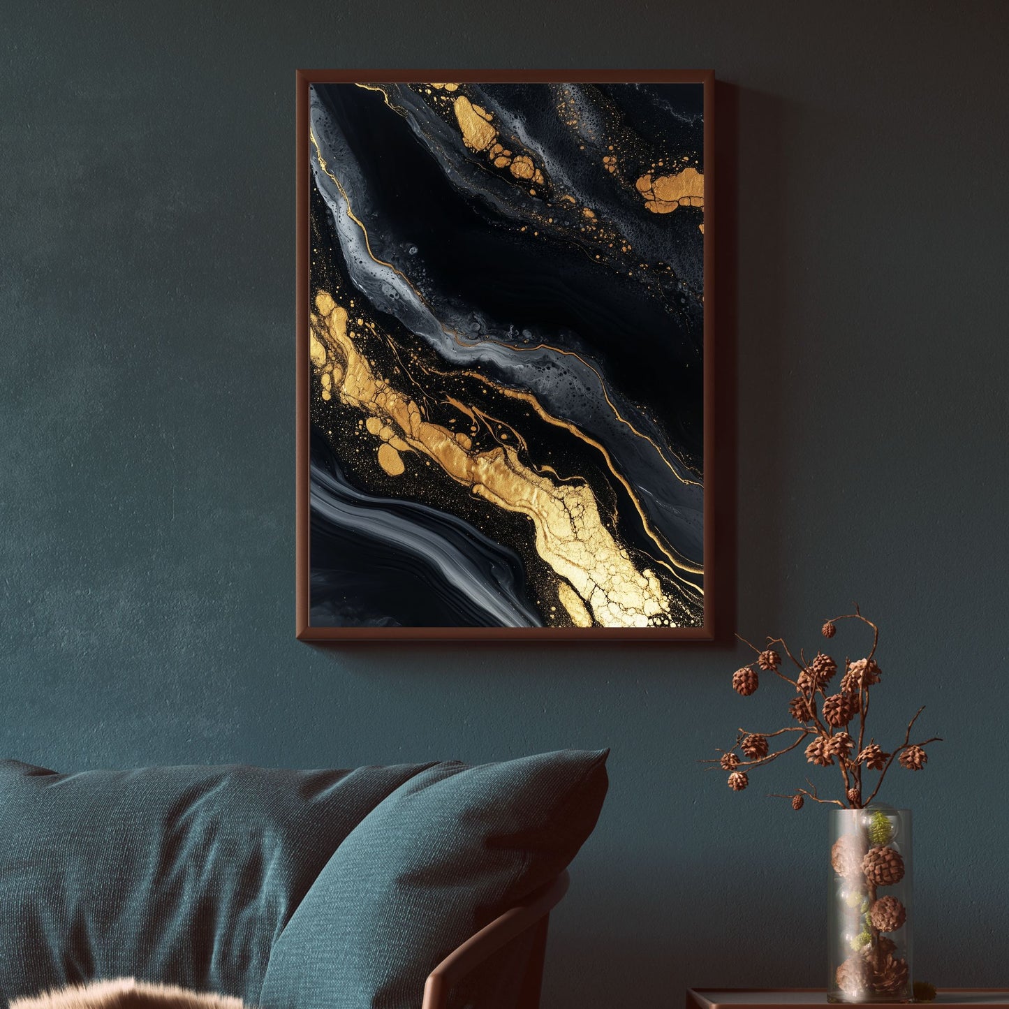 Beautiful gold abstract art on canvas for home decoration