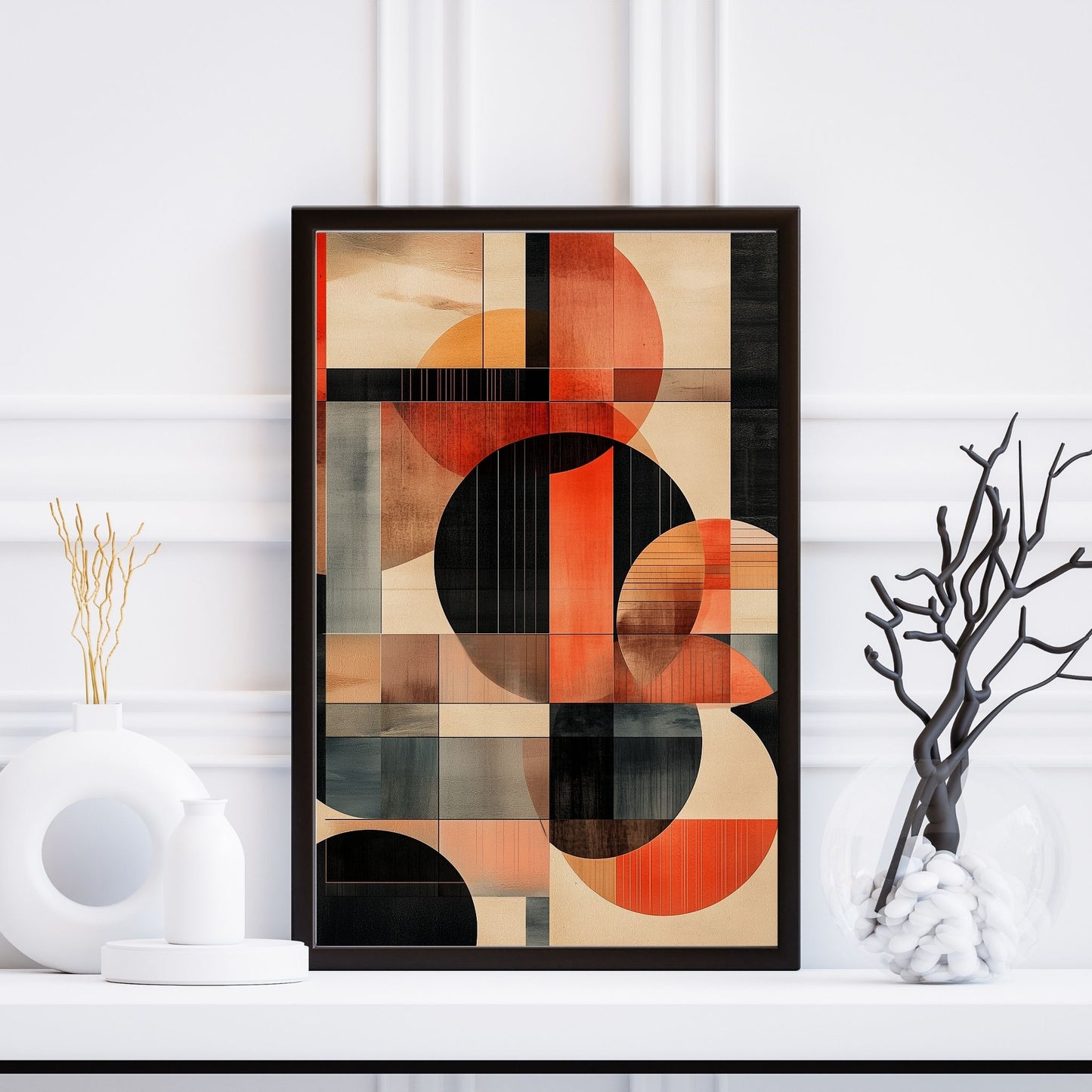 Contemporary wall art with a modern geometric design