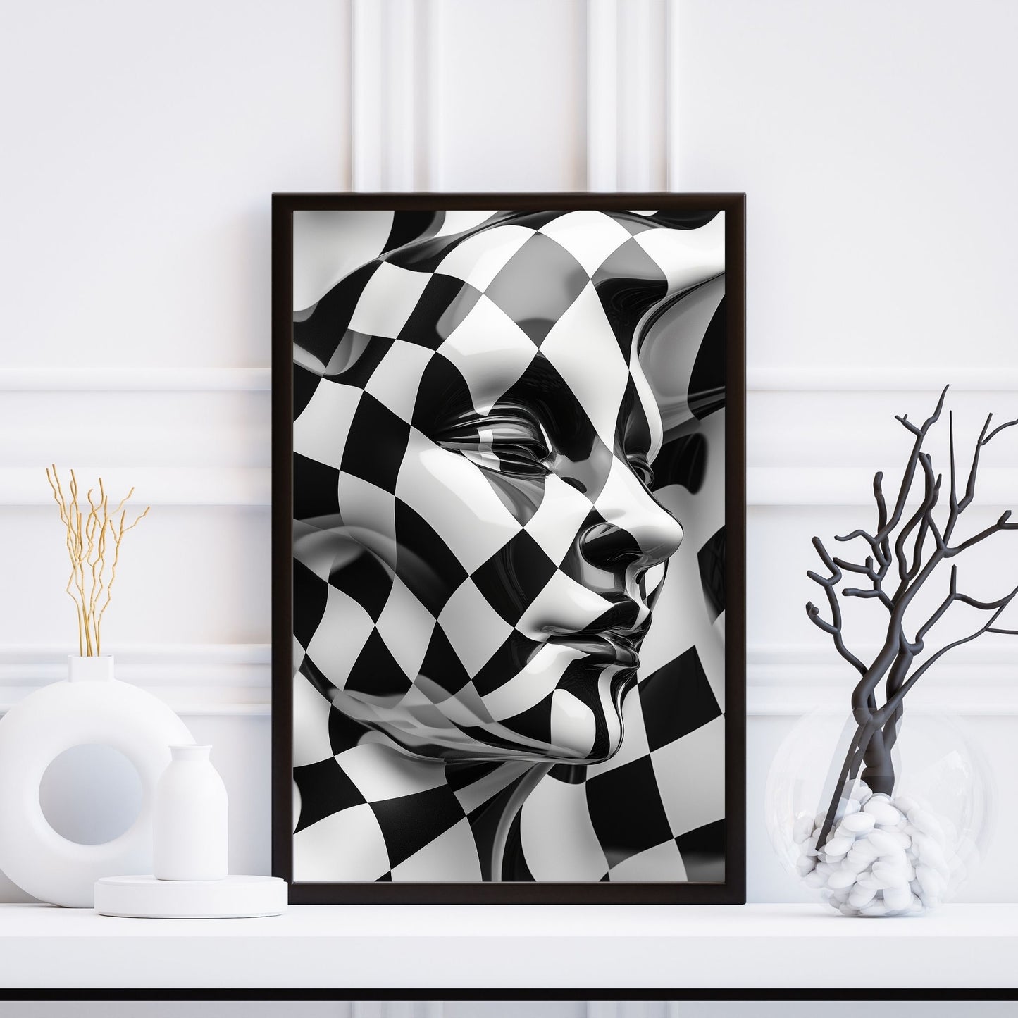 Modern checkered design in black and white for contemporary wall decor