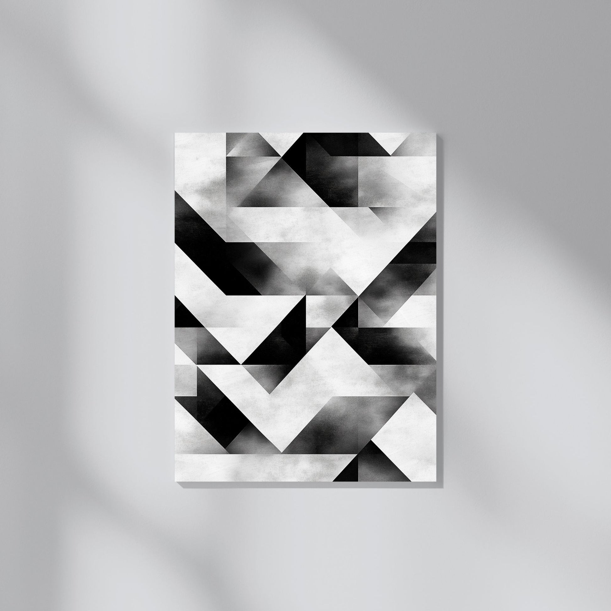 Geometric black and white triangle design for modern wall decor