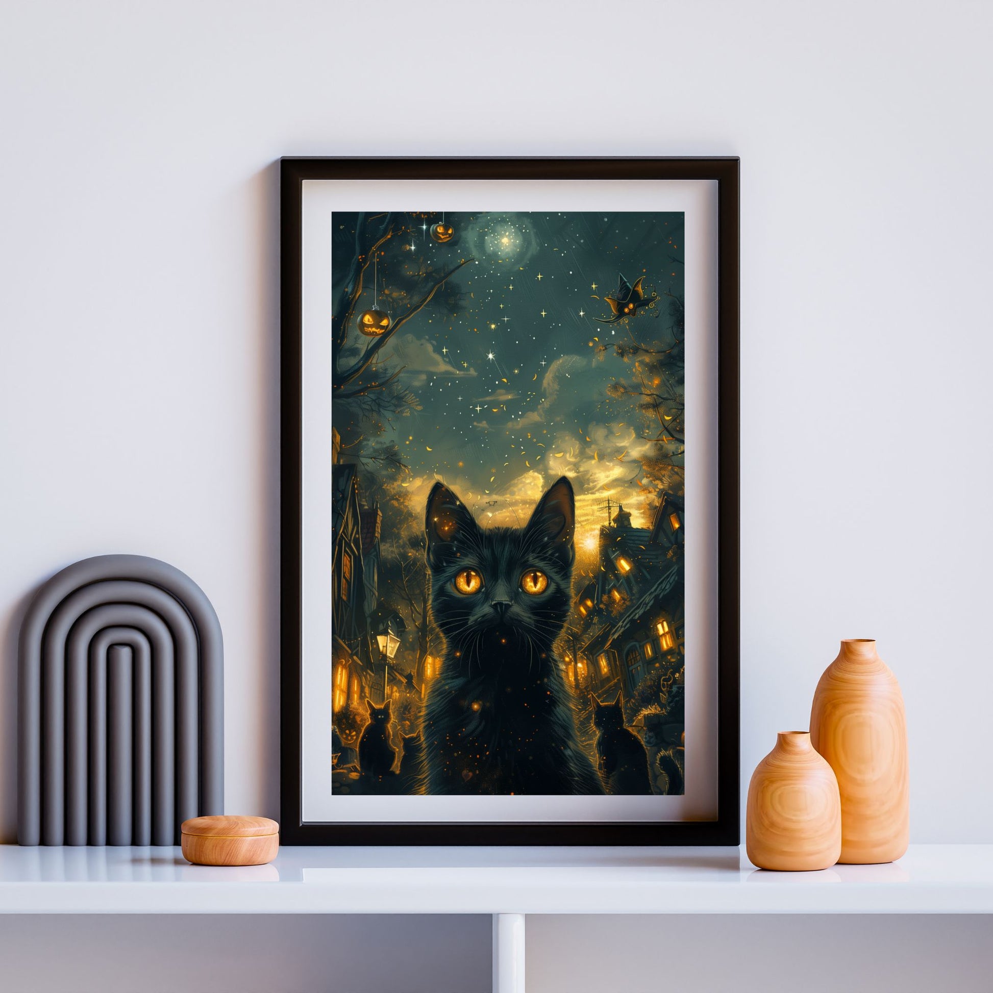 home_decor - Mystical Black Cat - DigiCraft-Studio - wall_art