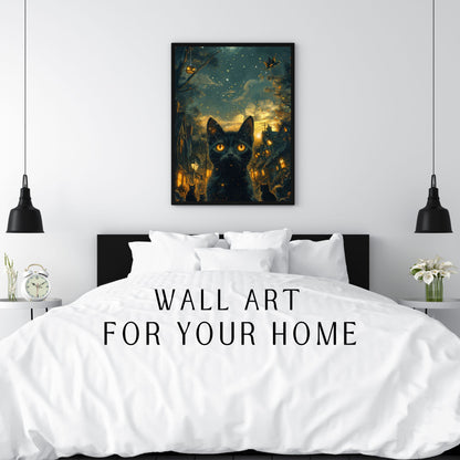 home_decor - Mystical Black Cat - DigiCraft-Studio - wall_art