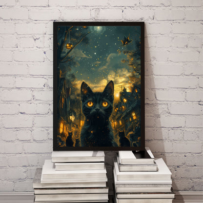 home_decor - Mystical Black Cat - DigiCraft-Studio - wall_art