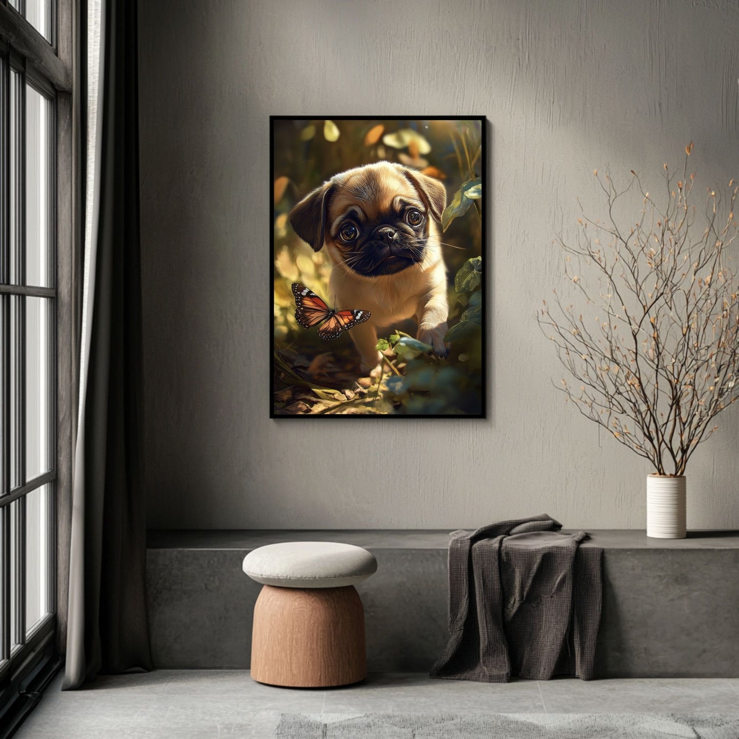 Whimsical digital pug art