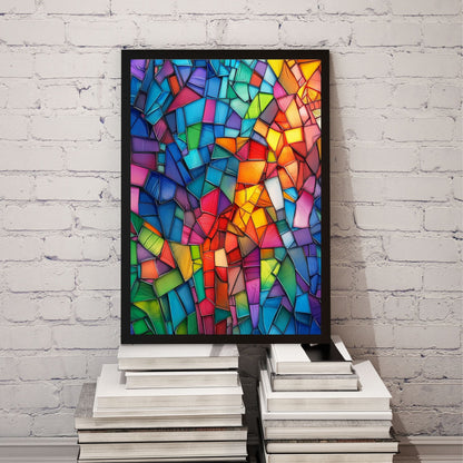 Stained glass effect colorful art with prismatic design