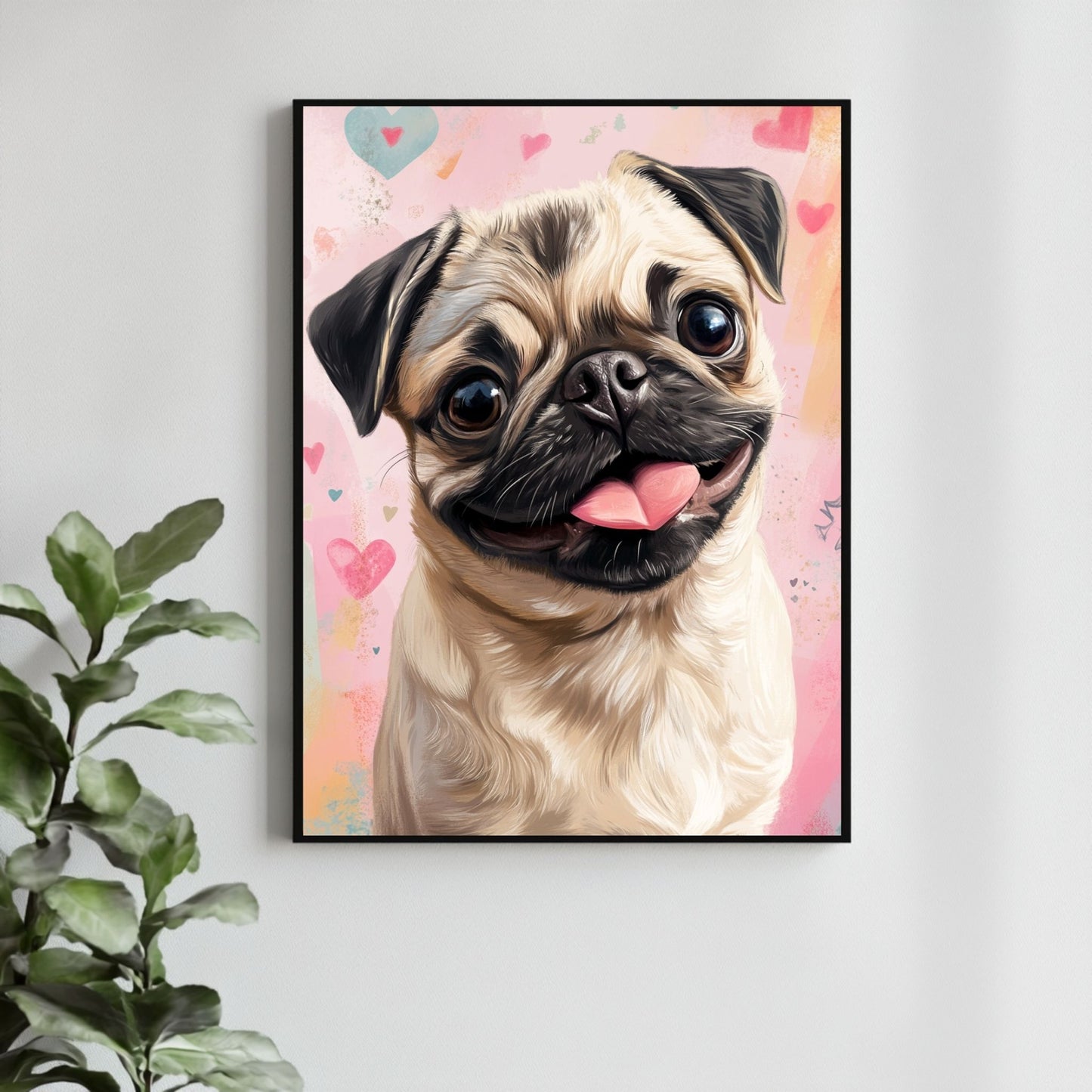 Digital pug print full of love and fun