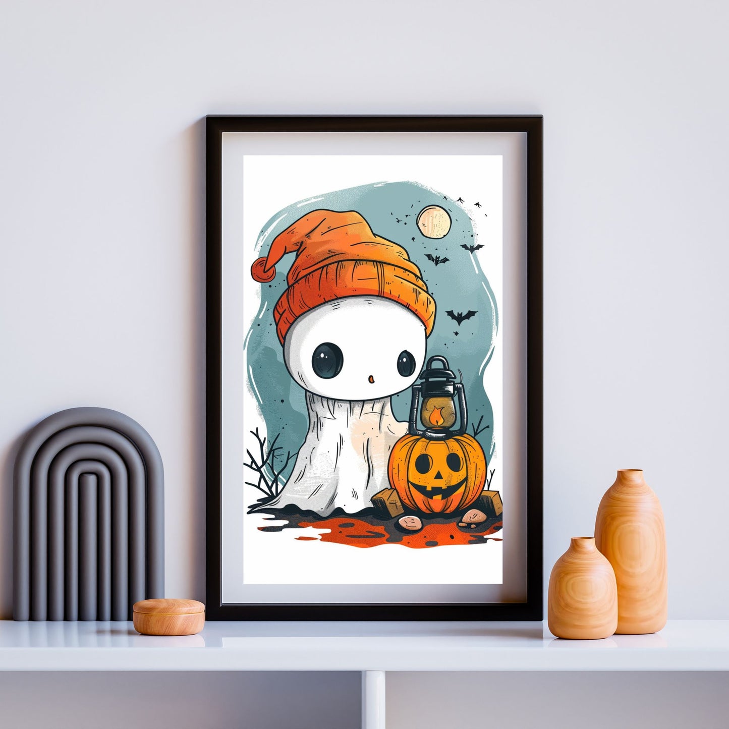 home_decor - Pumpkin Lantern Ghost - DigiCraft-Studio - wall_art