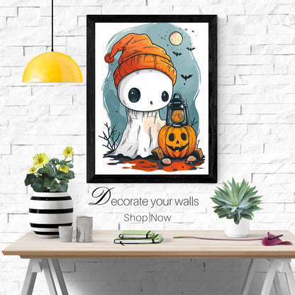 home_decor - Pumpkin Lantern Ghost - DigiCraft-Studio - wall_art