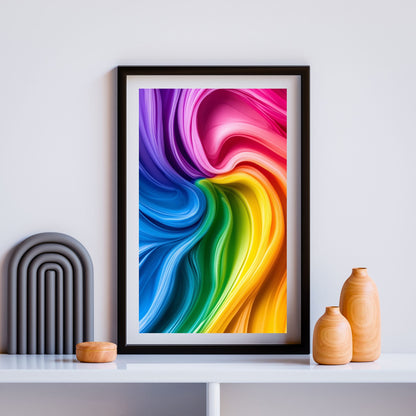 A vibrant swirl of rainbow colors in an abstract design