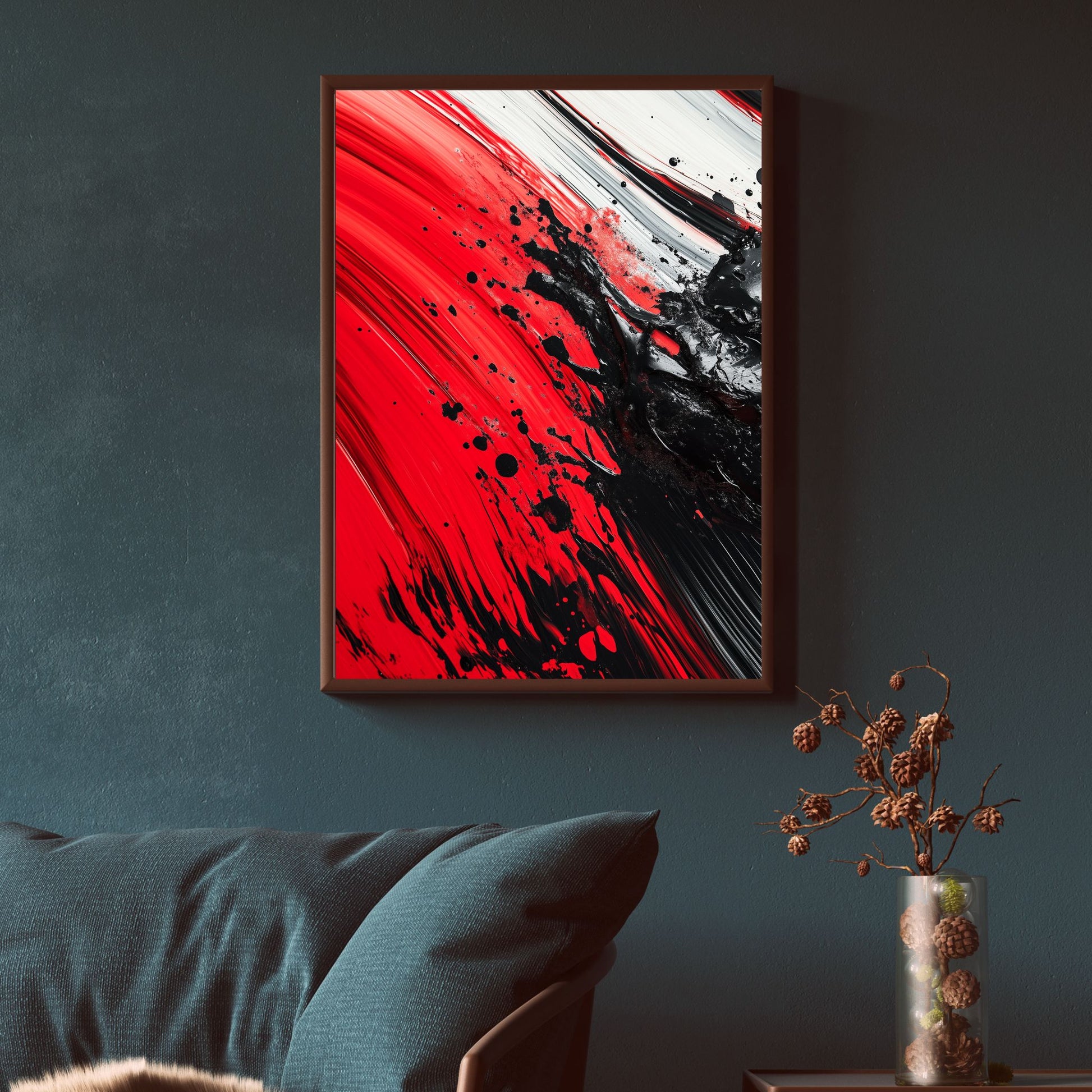 Beautiful red and black modern canvas painting