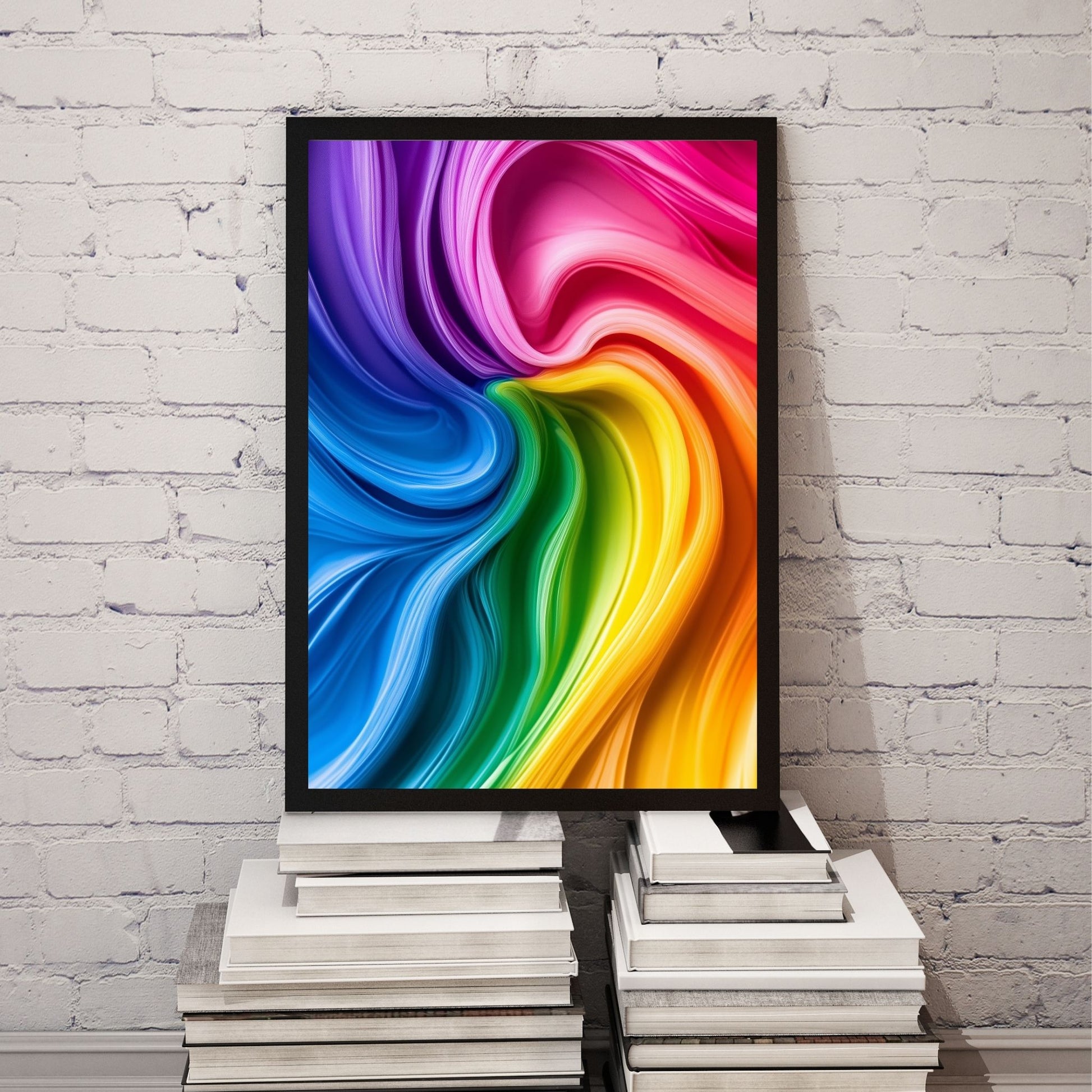 Abstract colorful art with flowing rainbow hues