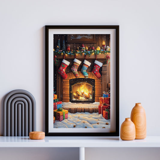 home_decor - Stockings by the fire - DigiCraft-Studio - wall_art