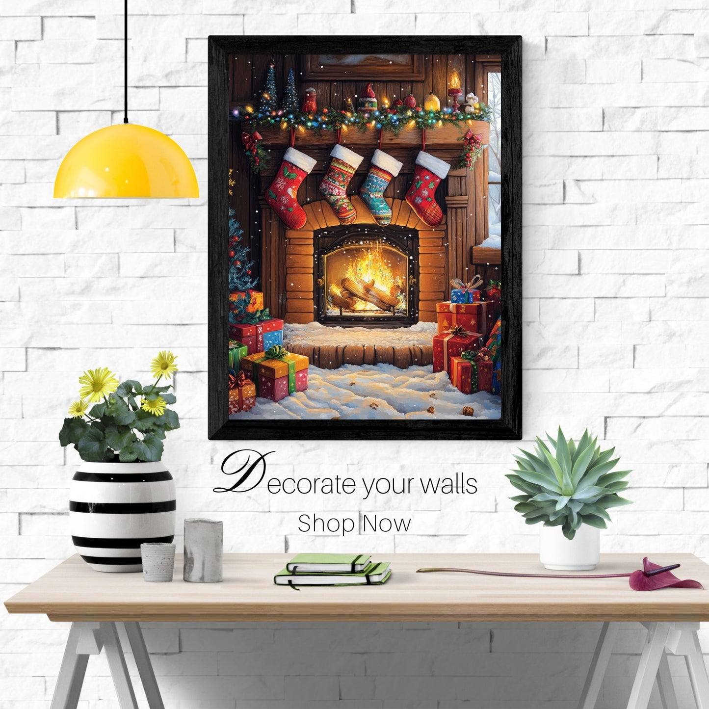 home_decor - Stockings by the fire - DigiCraft-Studio - wall_art