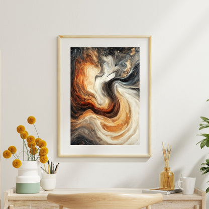 Abstract canvas print with earthy movement and golden hues