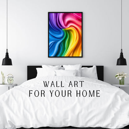 Rainbow-colored swirling pattern for trendy wall art