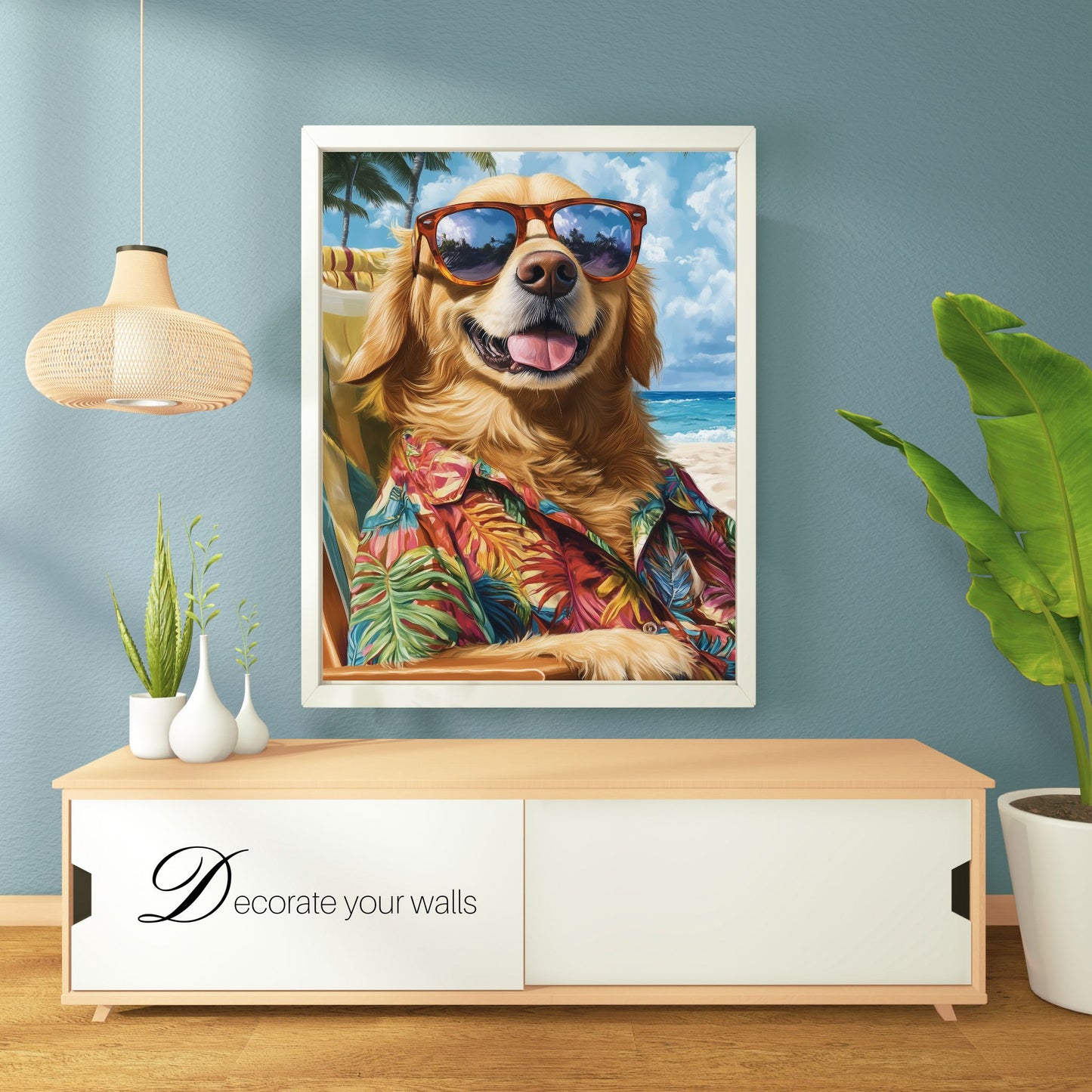 homedecor - The Coolest Pup in Paradise - DigiCraft-Studio - wallart