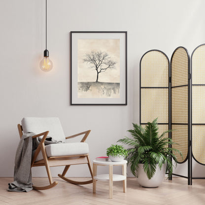 Elegant tree design in Japandi style for minimalist wall decor