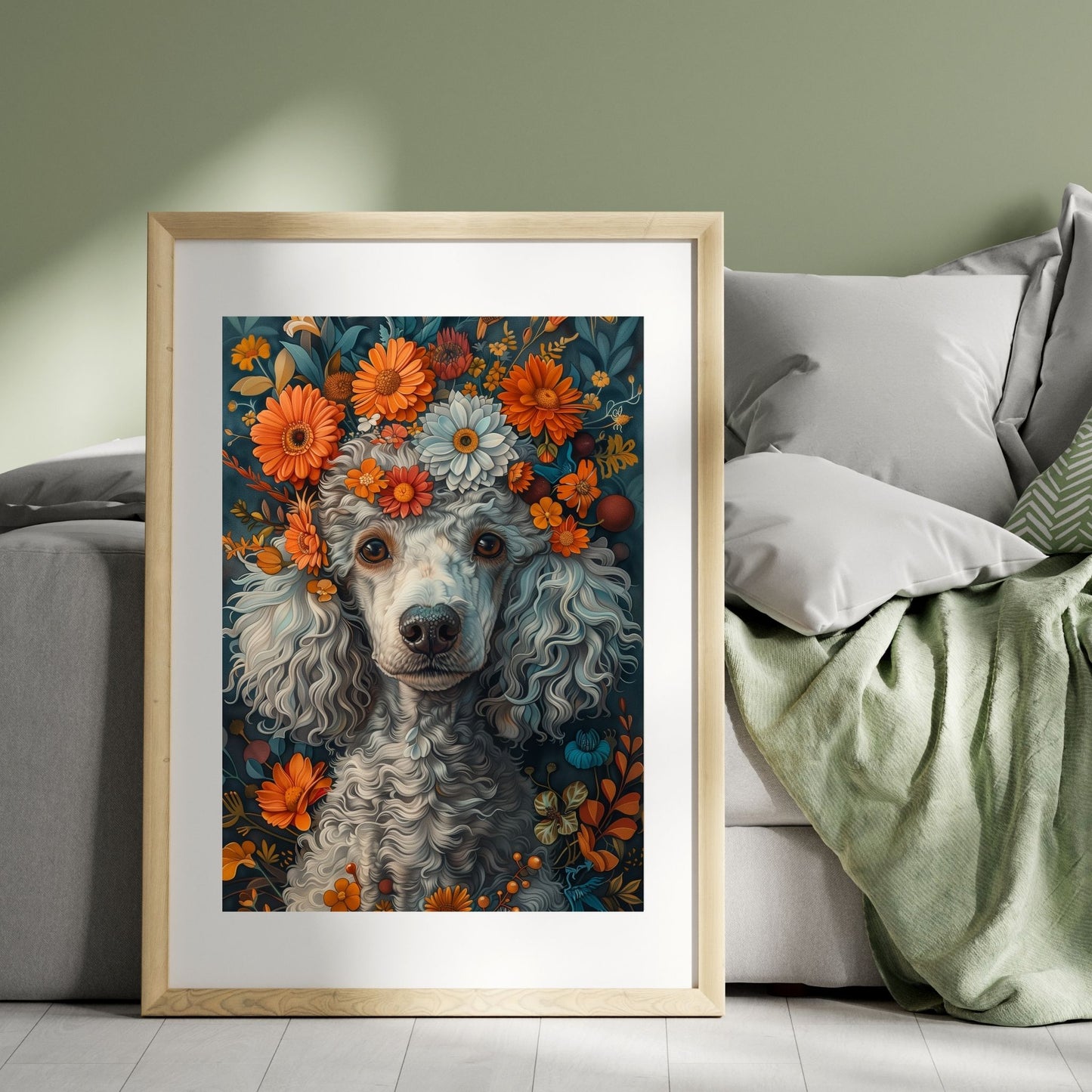 Whimsical Poodle in Bloom