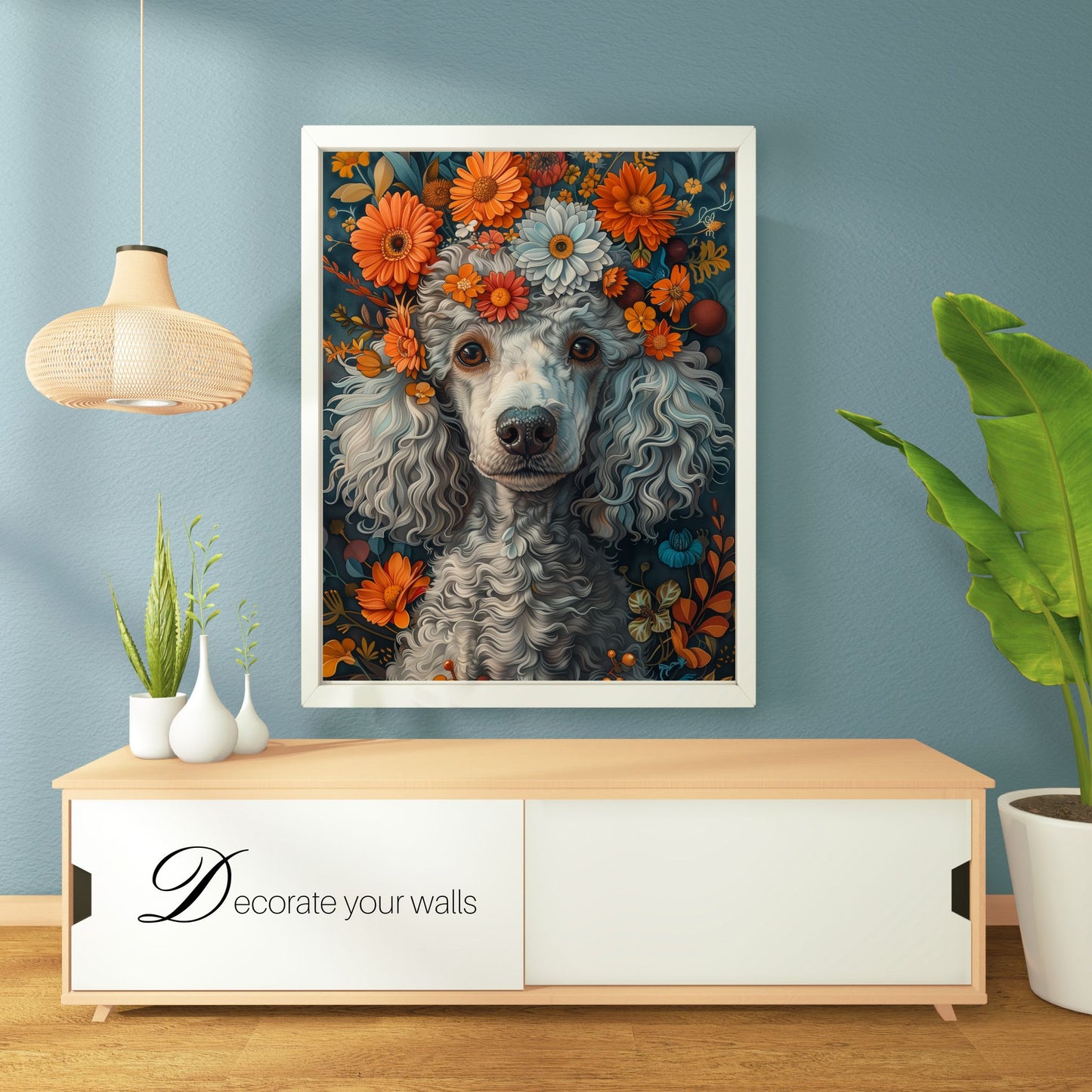 Whimsical Poodle in Bloom