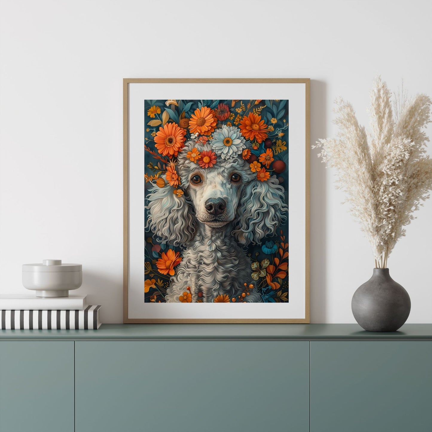 Whimsical Poodle in Bloom