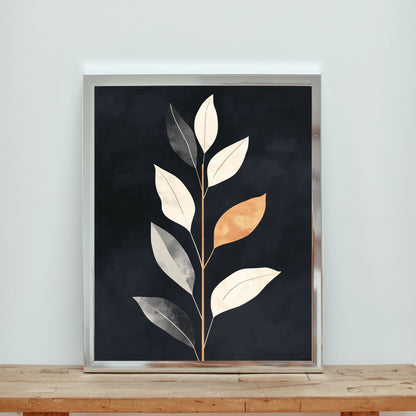 Downloadable botanical illustration with a sleek black and gold design